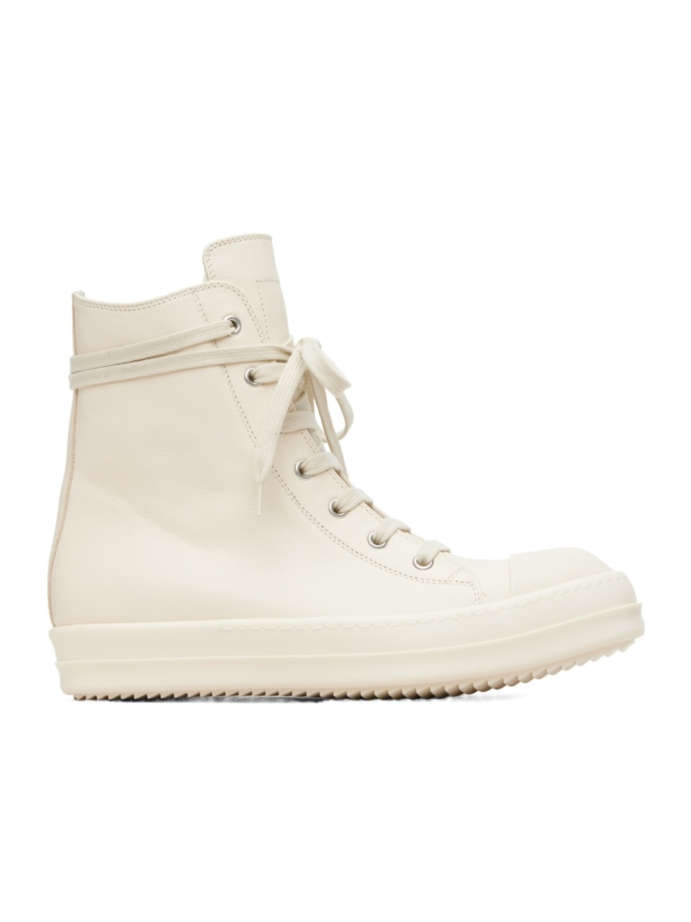 Rick Owens Ramones High-Top Leather Sneaker in Cream/Milk size US 8